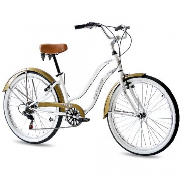 26" BEACHCRUISER ALOHA 2.0 DAMENFAHRRAD 6 Gang SHIMANO weiss RETRO LOOK - 66,0 cm (26 Zoll) -