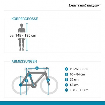 Bergsteiger Windsor 20 Zoll Faltrad, Klapprad, Shimano 6 Gang-Schaltung, LED Batterie-Licht, Quick-Fold-System, Klappfahrrad - 2