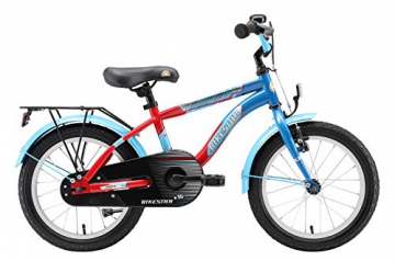 BIKESTAR Premium Sicherheits Kinderfahrrad 16 Zoll für Jungen und Mädchen ab 4 - 5 Jahre ★ 16er Kinderrad Modern ★ Fahrrad für Kinder Blau & Rot - 2