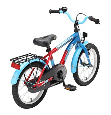 BIKESTAR Premium Sicherheits Kinderfahrrad 16 Zoll für Jungen und Mädchen ab 4 - 5 Jahre ★ 16er Kinderrad Modern ★ Fahrrad für Kinder Blau & Rot - 4