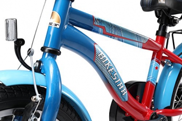 BIKESTAR Premium Sicherheits Kinderfahrrad 16 Zoll für Jungen und Mädchen ab 4 - 5 Jahre ★ 16er Kinderrad Modern ★ Fahrrad für Kinder Blau & Rot - 6