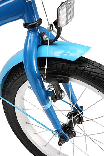 BIKESTAR Premium Sicherheits Kinderfahrrad 16 Zoll für Jungen und Mädchen ab 4 - 5 Jahre ★ 16er Kinderrad Modern ★ Fahrrad für Kinder Blau & Rot - 8