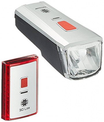 Büchel Batterieleuchtenset LED-AKKU Set-Leuchtturm Pro 40 Lux StVZO Zugelassen für alle Räder, Silber/Schwarz, 51125700 - 3