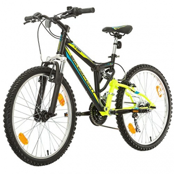 Fahrrad MTB Mountainbike Fully Full Suspension 24 Zoll Bikesport PARALLAX Shimano 18 Gang … (Schwarz Neon Grün) - 5