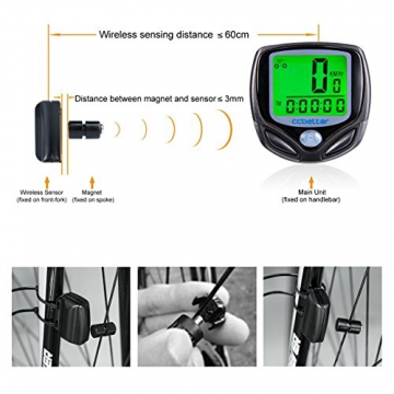 Fahrradcomputer Kabellos, ccbetter Fahrrad Computers Drahtlos Wasserdicht Tachometer Wireless Fahrradtacho Drahtloser für Radsport Realtime Speed Track - 6