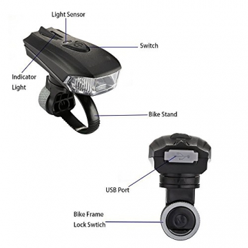 Fahrradlicht Set, FisherMo LED Fahhradbeleuchtung USB Wiederaufladbare Super Hell Fahrradlampe 400 Lumen mit Fahrrad Rücklicht, IPX6 Wasserdicht für Außen - 7