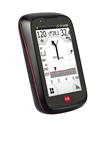 Falk Fahrrad GPS-Navigationsgerät Tiger Geo, kapazitiver Touchscreen, 25 Länder, integrierte Fahrradhalterung, schwarz/rot, 240035 - 