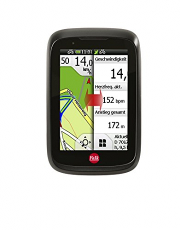 Falk Fahrrad GPS-Navigationsgerät Tiger Geo, kapazitiver Touchscreen, 25 Länder, integrierte Fahrradhalterung, schwarz/rot, 240035 - 