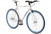 Fixie 28 Zoll Singlespeed Retro Fahrrad in weiß / blau 28“ Fitnessbike Fixed Gear Rennrad Bike Flip Flop Nabe 56 cm Rahmenhöhe Damen Herren (weiß / blau, 56) - 1