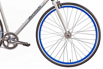 Fixie 28 Zoll Singlespeed Retro Fahrrad in weiß / blau 28“ Fitnessbike Fixed Gear Rennrad Bike Flip Flop Nabe 56 cm Rahmenhöhe Damen Herren (weiß / blau, 56) - 3