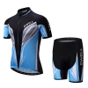 GWELL Herren Radtrikot Set Fahrrad Trikot Kurzarm + Radhose mit Sitzpolster (blau, L) - 1