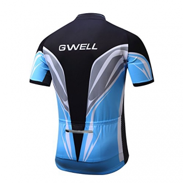 GWELL Herren Radtrikot Set Fahrrad Trikot Kurzarm + Radhose mit Sitzpolster (blau, L) - 3