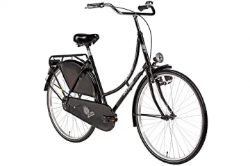 Hollandrad 28'' Bermuda Valencia Stadtrad Damen Holland Fahrrad Citybike Beleuchtung Gepäckträger Rücktrittbremse (schwarz) - 1