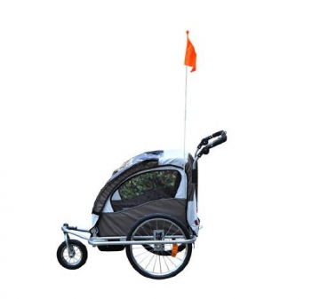 Homcom 360° Drehbar Kinderanhänger 2 in 1 Fahrradanhänger Jogger 5 Farben NEU (Cream-Kaffeebraun) - 2