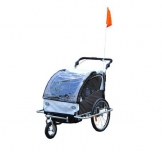 Homcom 360° Drehbar Kinderanhänger 2 in 1 Fahrradanhänger Jogger 5 Farben NEU (Cream-Kaffeebraun) - 1