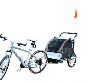 Homcom 360° Drehbar Kinderanhänger 2 in 1 Fahrradanhänger Jogger 5 Farben NEU (Cream-Kaffeebraun) - 3