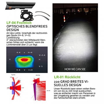 LED Fahrradlicht Set, Degbit StVZO Zugelassen USB Wiederaufladbare LED Fahrradbeleuchtung Set, Fahrradlampe Set inkl, LED Frontlichter und Rücklicht, 2600mAh Akku USB Aufladbare Fahrradlichter - 5