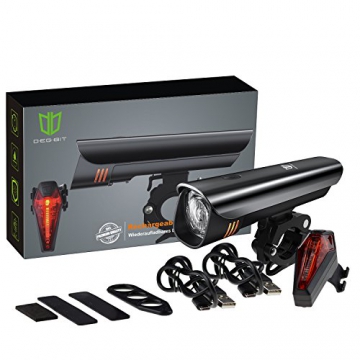 LED Fahrradlicht Set, Degbit StVZO Zugelassen USB Wiederaufladbare LED Fahrradbeleuchtung Set, Fahrradlampe Set inkl, LED Frontlichter und Rücklicht, 2600mAh Akku USB Aufladbare Fahrradlichter - 7