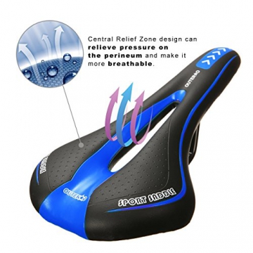 OUTERDO Fahrradsattel MTB Fahrradsitz Gel Mountainbike Sattel City Tourensattel Trekking Rennrad Sattel Schwarz und Blau - 3