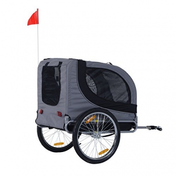 PawHut Hundeanhänger Fahrradanhänger Hunde Fahrrad Anhänger Grau - 3