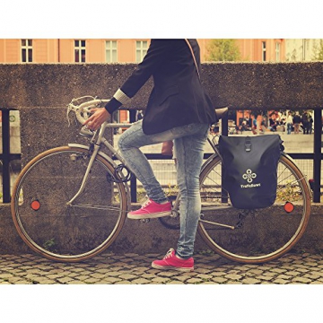 Premium-Fahrradtasche für den Gepäckträger • Große Radtasche mit abnehmbarem Schultergurt für Damen und Herren • Wasserfeste Gepäckträgertasche mit Reflektorschrift (Einzel) - 5