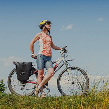 Premium-Fahrradtasche für den Gepäckträger • Große Radtasche mit abnehmbarem Schultergurt für Damen und Herren • Wasserfeste Gepäckträgertasche mit Reflektorschrift (Einzel) - 6
