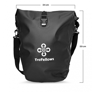 Premium-Fahrradtasche für den Gepäckträger • Große Radtasche mit abnehmbarem Schultergurt für Damen und Herren • Wasserfeste Gepäckträgertasche mit Reflektorschrift (Einzel) - 9