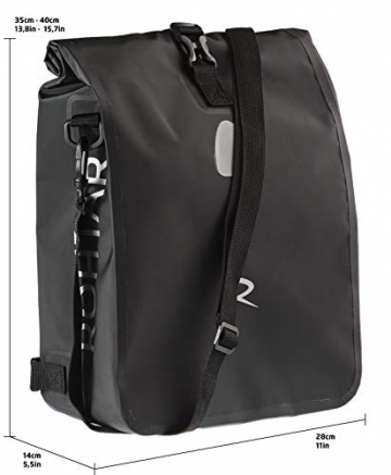 Rohtar Allround Series - Fahrradtasche - Fahrradrucksack - Gepäckträgertasche - Die ideale Reisetasche für Radfahrer - Verdeckte Gurte und Haken und voll wasserdichtes PVC-Gewebe - 18L Schwarz - 3