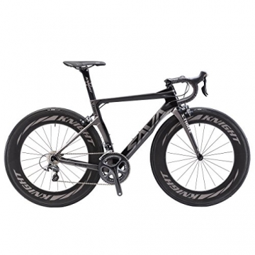 SAVADECK Phantom3.0 700C Kohlefaser Rennrad SHIMANO Ultegra 6800 22 Speed Group Set mit HUTCHINSON 25C Reifen und Fizik Sattel (52cm, Grau) - 1