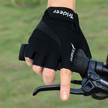 Trideer Vollfinger & Halbfinger Fahrradhandschuhe Reithandschuhe Radsporthandschuhe Trainingshandschuhe mit Adjustable Handgelenkstütze für Road Race, Mountainbike, Radsport, Reiten, Wandern, Bergsteigen, Camping und mehr Sports im Freien, Microfiber Material und Breath Lycra Fabric mit Safe Geleinlage, Idea für Damen Herren Frauen Manner(Schwarz und Grün) (Schwarz, M) - 5