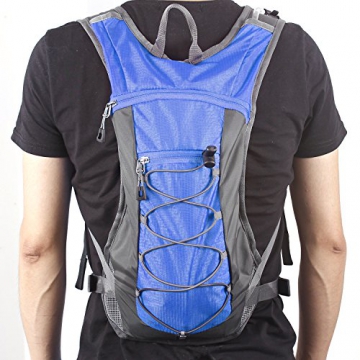 Trinkrucksack Hydrationspack mit 2L Trinkblase für Joggen, Wandern, Radfahren, Camping und Bergsteigen (Blau) - 5