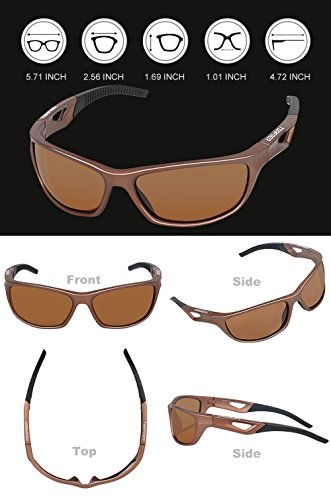 TSAFRER Sport Sonnenbrille Polarisierte Sportbrille Fahrradbrille mit UV400 Schutz für Damen und Herren Autofahren Laufen Radfahren Angeln Golf TR90 (Brown-Brown) - 7
