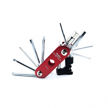 Wotow 16-in-1-Multifunktions-Reparatursatz für die Fahrrad-Reparatur, Kit mit Innensechskantschlüsseln und 3 Stemmeisen, 14 in 1 tool red - 2